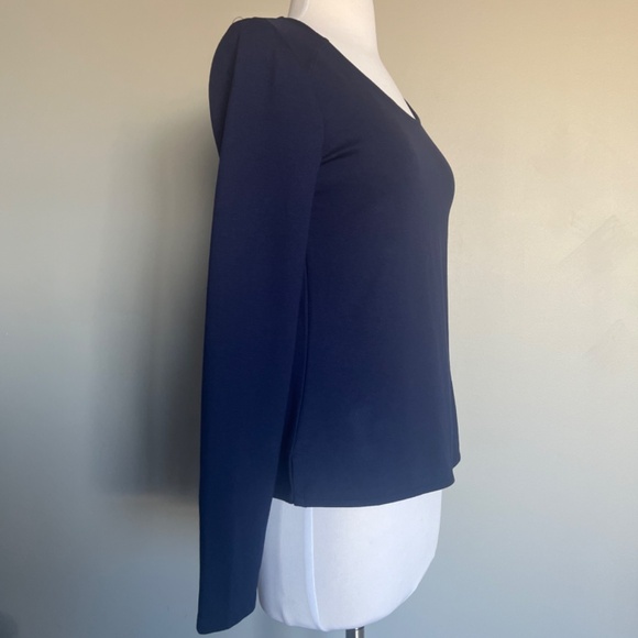 Karen Millen Open Back Navy Blue Long sleeve Cocktail Casual Top T-shirt Blouse - Picture 5 of 9